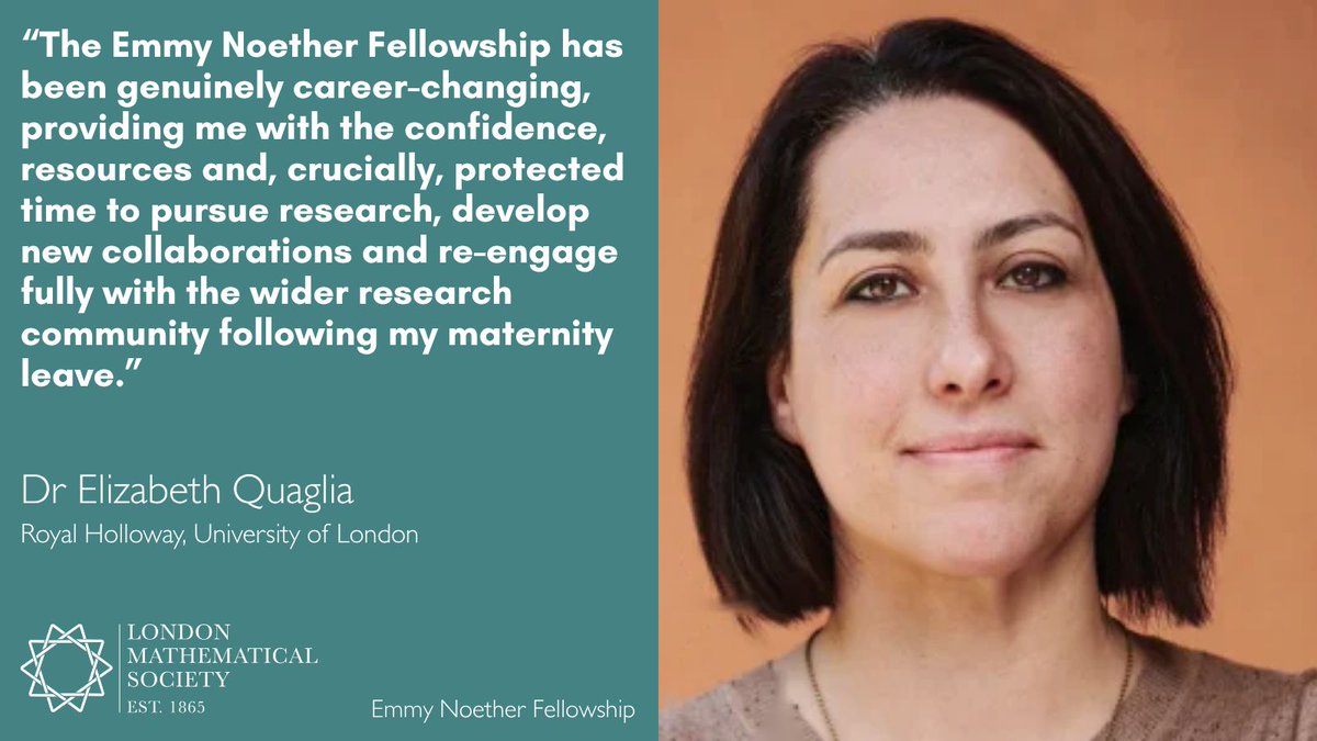 LondMathSoc's tweet photo. 💐 Applications for the next round of Emmy Noether Fellowships are open! 

Grants of up to £10,000 are open to mathematicians with current or recent caring responsibilities.

Deadline: Mon 30 November

Further details and to apply ➡️ https://t.co/RUefxwhKW3 https://t.co/iS7MZVVWfw