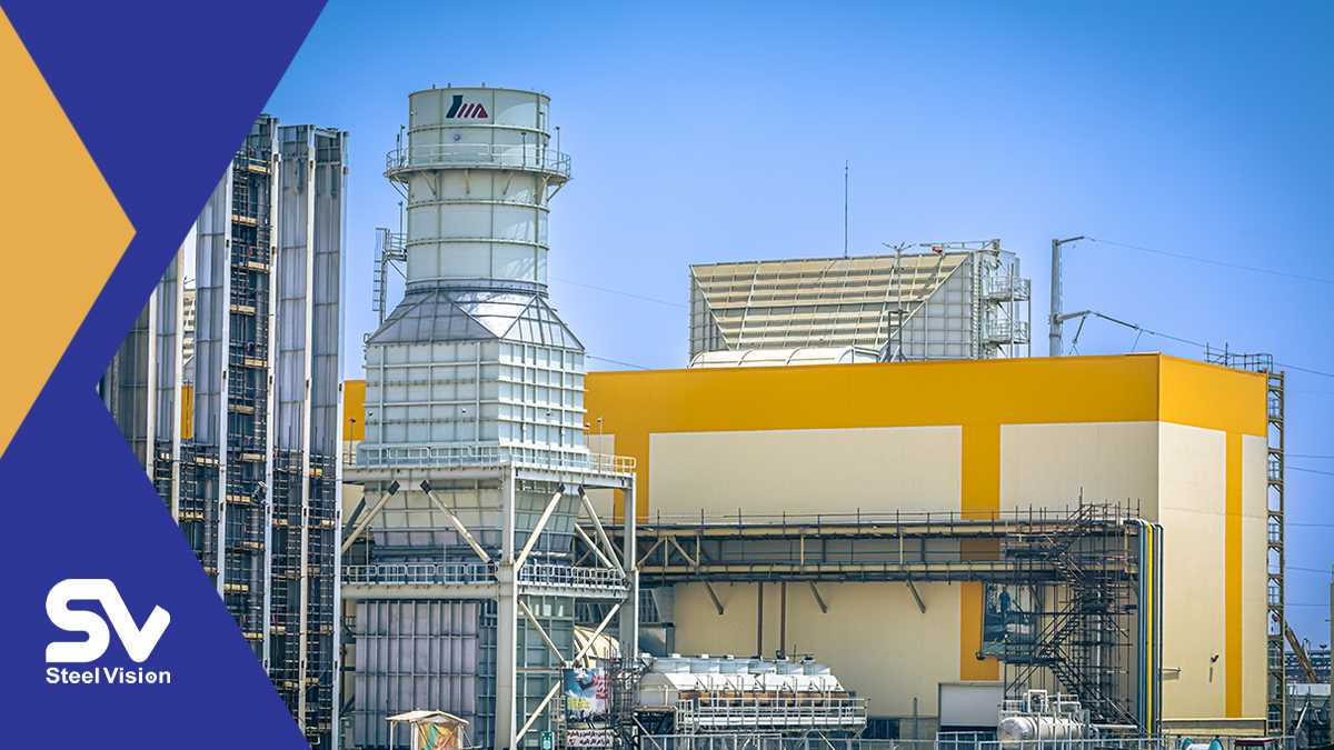 steelvision_msc's tweet photo. 29 September 2023. 
The first phase of Mobarakeh Steel's combined-cycle power plant was inaugurated.
Two gas units of 307 MW + one steam unit of 300 MW.
914 MW total. Efficiency above 58%. 
The first gas unit was built in 16 months, a national record.
#SteelVision #MobarakehSteel https://t.co/bSj0baMx8l