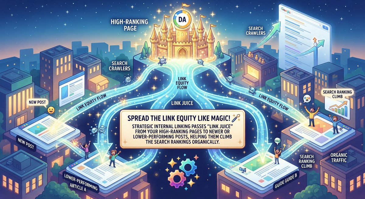 azman68053's tweet photo. Spread the link equity like magic! 🪄
Strategic internal linking passes "link juice" from your high-ranking pages to newer or lower-performing posts, helping them climb the search rankings organically.
#Interlink #ITLG #ITL https://t.co/vCzkDQhXfh