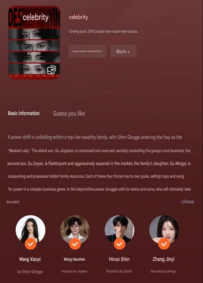 scenerybie's tweet photo. The synopsis for Wang Xiaoyi, Zhang Jinyi, Wang Haozhen &amp; Shen Haonan’s Desire To Win 《名流》 

I just hope the script is solid because the cast already looks this good 😭🔥 https://t.co/XyhSNINdcT