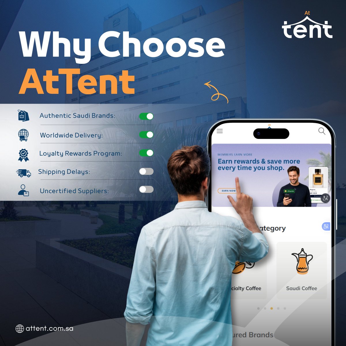 AtTent_sa's tweet photo. Why choose AtTent? 🇸🇦

Authentic Saudi brands, worldwide delivery, loyalty rewards, and a reliable shopping experience.

Discover more: https://t.co/L7fs3iou89

#AtTent #SaudiProducts #MadeInSaudi https://t.co/phFEuJsKtS