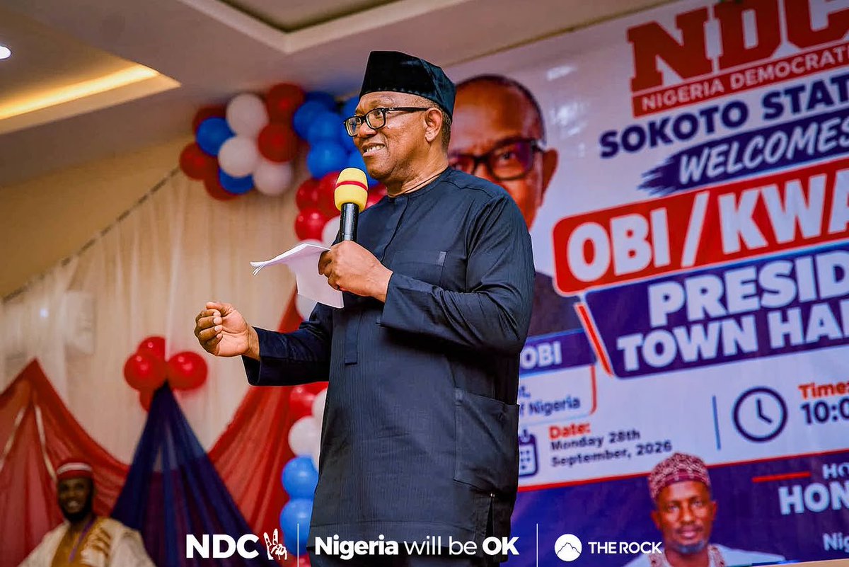 PeterObi's tweet photo. Yesterday, 28th September, after paying a courtesy call on His Eminence, the Sultan of Sokoto, we had a very engaging Town Hall with the people of Sokoto. It was an opportunity to listen, answer questions, and speak honestly about the Nigeria we want to build together.

The questions were clear: unity, security, education, subsidy, healthcare, corruption, poverty, agriculture, power, infrastructure, ethnicity, and the future of our country.

Our message was equally clear: there will be no fake promises. We must unite the country and confront insecurity decisively, while also addressing human insecurity. We must fight poverty, unemployment, hunger, and hopelessness if we are to reduce criminality and create a safer society.

We discussed money politics and its devastating consequences. When poverty becomes the instrument through which politicians buy votes, citizens are trapped in a cycle where the same system that impoverishes them is repeatedly rewarded. We must break this cycle of bad leadership driven by transactional politics.

The work ahead is enormous. But with courage, competence, compassion, character, and the collective determination of Nigerians, we can begin to change the story.

A New Nigeria is POssible. -PO
