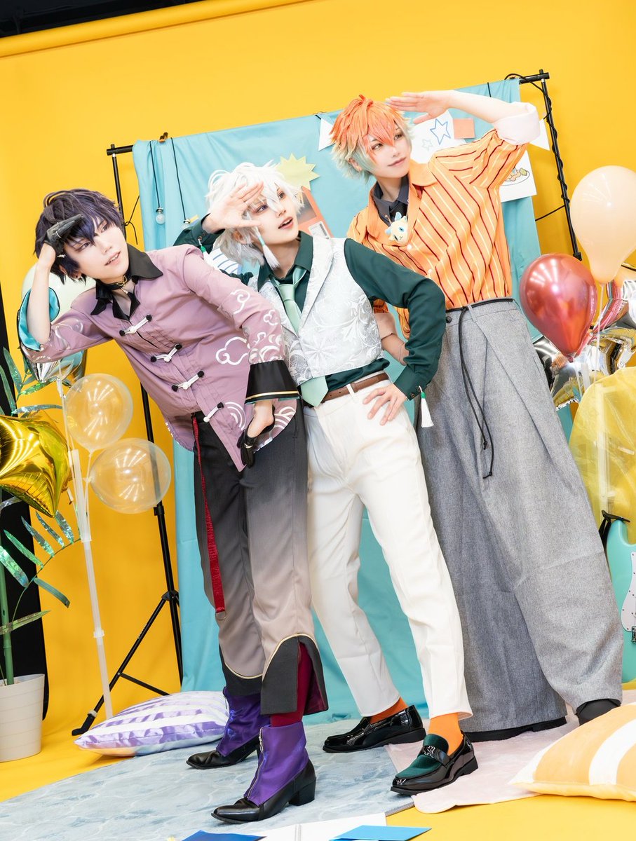 chi_gi_ra_'s tweet photo. 【cosplay】
🌈🕒　
.
.
なんならちょっと後ろ見て
「誰かいる！！！」
. 
.
🤝 千木良
🥷🔫 卯月さん
🌩️🦒 うたかたさん
photo みきさん
#HER0_DECK_0809 https://t.co/p8n3IzYf1b