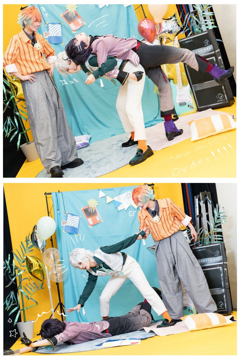 chi_gi_ra_'s tweet photo. 【cosplay】
🌈🕒　
.
.
なんならちょっと後ろ見て
「誰かいる！！！」
. 
.
🤝 千木良
🥷🔫 卯月さん
🌩️🦒 うたかたさん
photo みきさん
#HER0_DECK_0809 https://t.co/p8n3IzYf1b