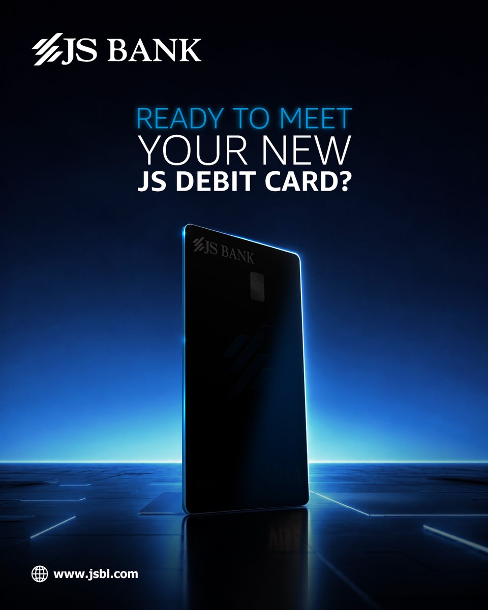JSBLPak's tweet photo. The wait is almost over.
Get ready to meet your new JS Debit Card.

#JSBank #BarhnaHaiAagey #StayTuned https://t.co/hagx7XOfhr