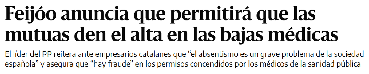 Otrosvendran's tweet photo. Alguien tiene que explicarme muy despacito: 

1- Por qué los malvados médicos públicos hacen trampa con las bajas. 
2- Cómo lo sabe Feijoo.
3- Por qué los médicos de las mutuas no harán trampas dando altas.
4- Qué pasaría si ambos médicos chocan en su decisión. https://t.co/jLzWwyJ4Yj