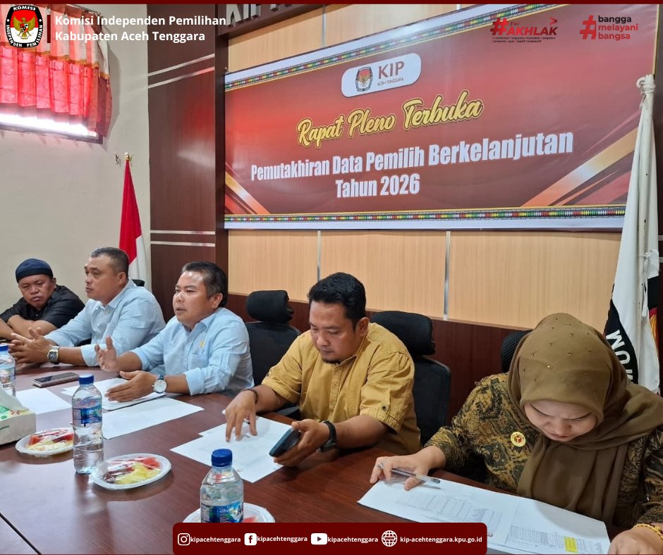 kip_agara's tweet photo. Hai #TemanPemilih
Komisi Independen Pemilihan (KIP) Kabupaten Aceh Tenggara Melaksanakan Rapat Pleno Terbuka Pemutakhiran Data Pemilih Berkelanjutan (PDPB) Triwulan III Tahun 2026 di aula rapat Kantor KIP Kabupaten Aceh Tenggara Selasa, 29 September 2026. https://t.co/VUPQdfBUov
