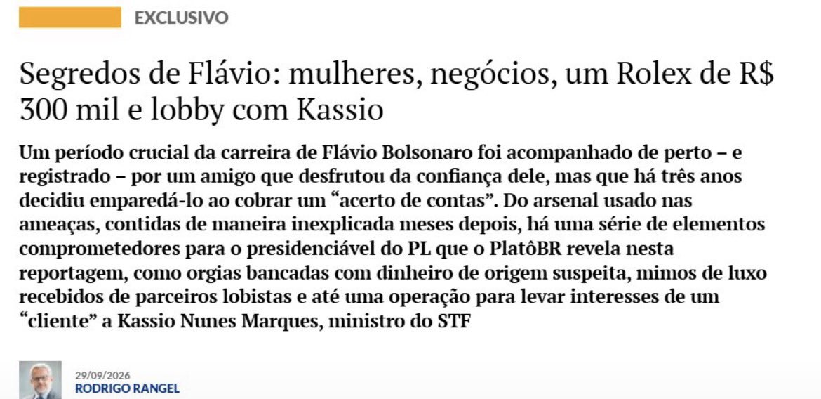 pesquisas_elige's tweet photo. 🚨PROSTITUIÇÃO E CORRUPÇÃO: @FlavioBolsonaro recebeu um RELÓGIO Rolex DE DIAMANTES, avaliado em R$ 300 mil, do empresário Alexandre Santini, investigado por lavagem de dinheiro no esquema das lojas Copenhagen, informou o website @Plato_br! https://t.co/qQ42QMi6rf