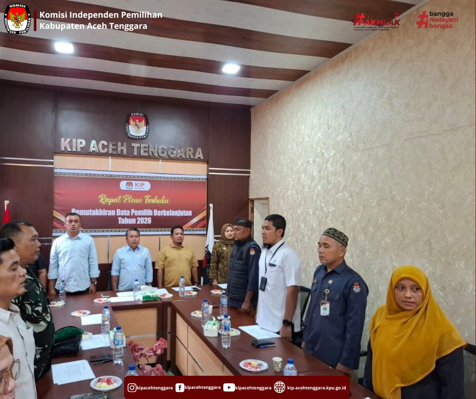 kip_agara's tweet photo. Hai #TemanPemilih
Komisi Independen Pemilihan (KIP) Kabupaten Aceh Tenggara Melaksanakan Rapat Pleno Terbuka Pemutakhiran Data Pemilih Berkelanjutan (PDPB) Triwulan III Tahun 2026 di aula rapat Kantor KIP Kabupaten Aceh Tenggara Selasa, 29 September 2026. https://t.co/VUPQdfBUov