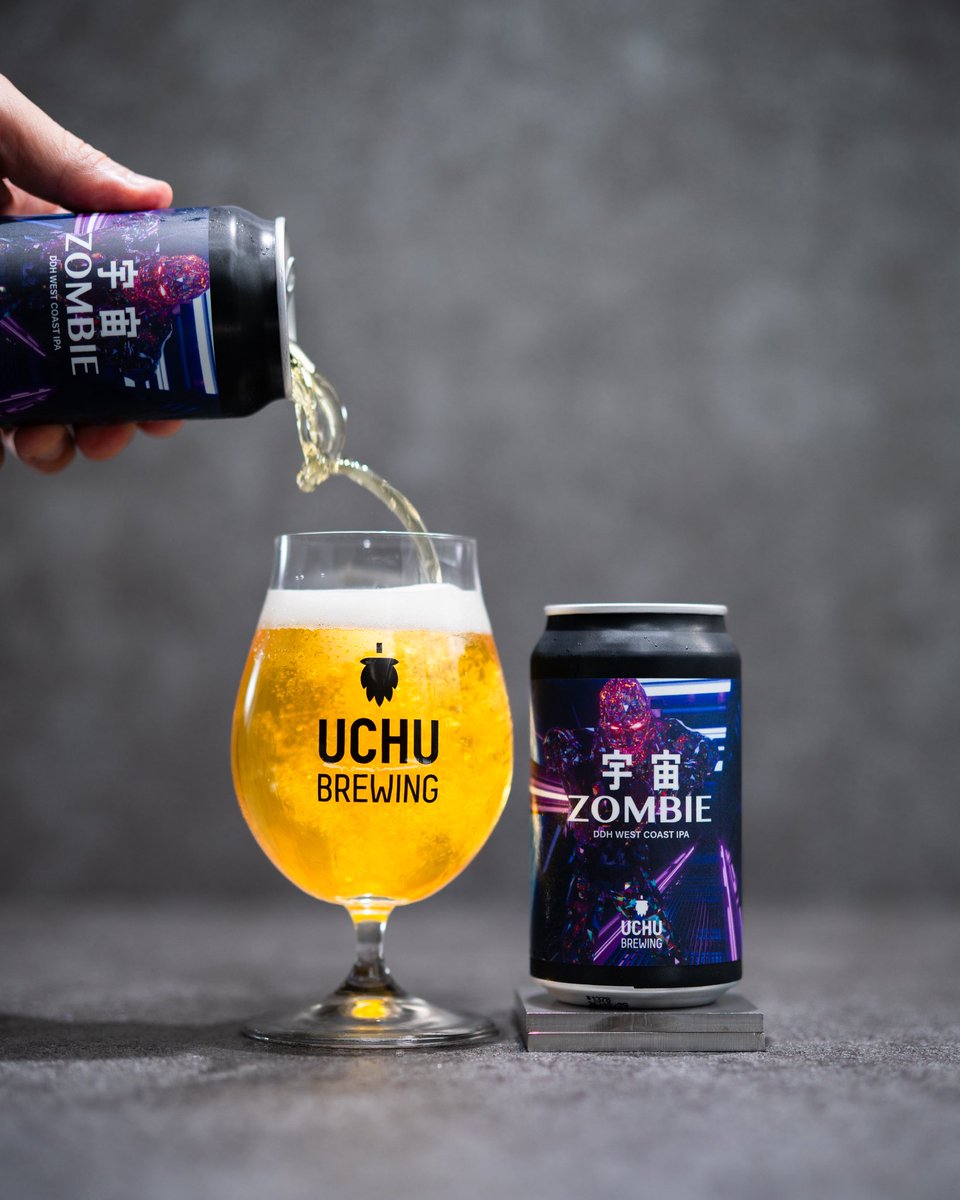 UchuBrewing's tweet photo. ＼宇宙ZOMBIEリリースのお知らせ！／

9/30（水）19時から、宇宙ZOMBIEリリース！

●宇宙ZOMBIE
アルコール：7%
Hop：Mosaic, Nectaron, Simcoe, Cryo Nelson Sauvin, Cryo Columbus

今回の商品は10月2日（金）にこちらから発送いたします。

【コンセプト】
五次元の辺境にある忘れられた星をさまよう、心優しき宇宙ZOMBIE。
ツギハギだらけの怖い見た目とは裏腹に、心の中はみんなと楽しく乾杯したいと思っている。
不器用な彼のありったけの想いを伝えるために、宇宙ZOMBIEがしたためたレシピで醸造しました。
君が宇宙だ！®︎

【ブルワーズノート】
宇宙ZOMBIEを表現するために大好きなアメリカとニュージーランドのホップを組み合わせてバーストさせてみたンビ。
パッショングレフルオレンジキャンディ！！！

オンラインストアはプロフィールのリンクから。