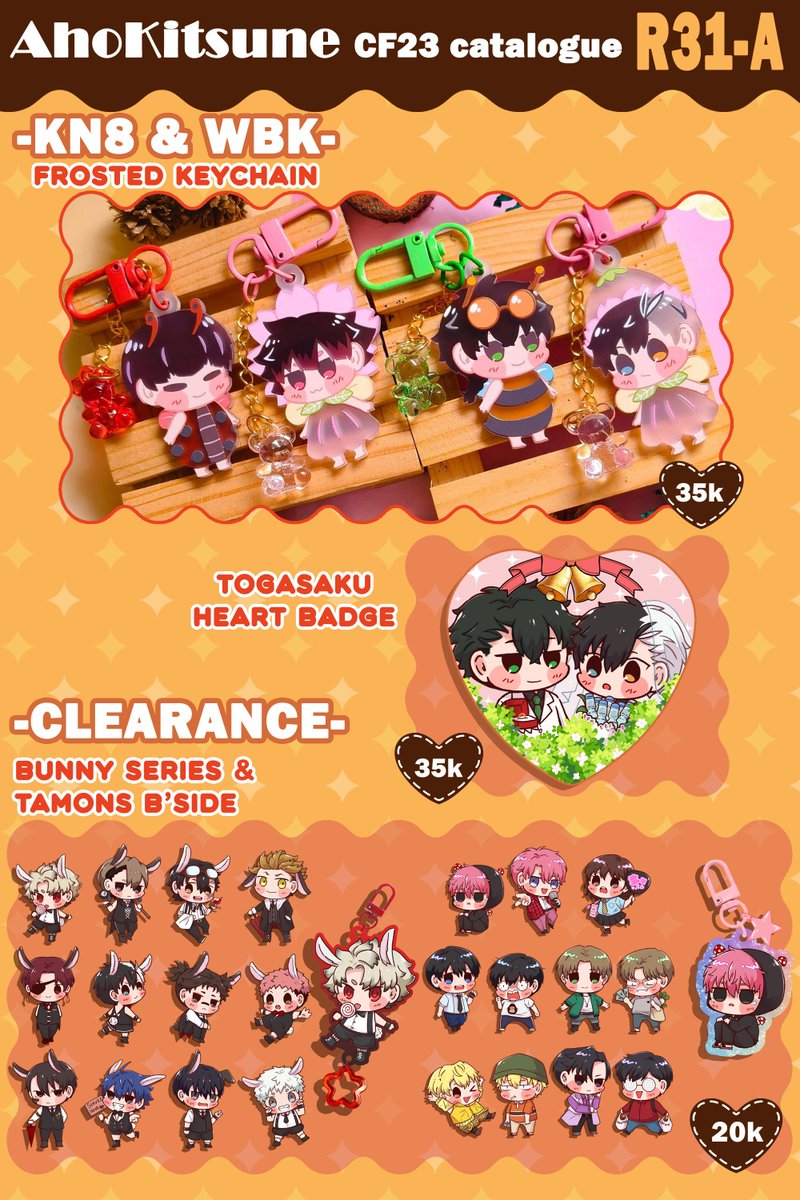 aho_Kitsune's tweet photo. Like &amp; share appreciated 🙏🫶

Full Catalogue for #CF23 #COMIFURO23
PO batch 2 open !! ✨
Swipe for full catalogue.

🌸 mail order (pick up closed)
📍hidup mati, R31-A both day
📎 on reply
🗓️ 27 oct
💫 Pandavva, wind breaker, kaiju no 8, tamon's b side

#Cf23catalogue https://t.co/nKzmEtAmn5