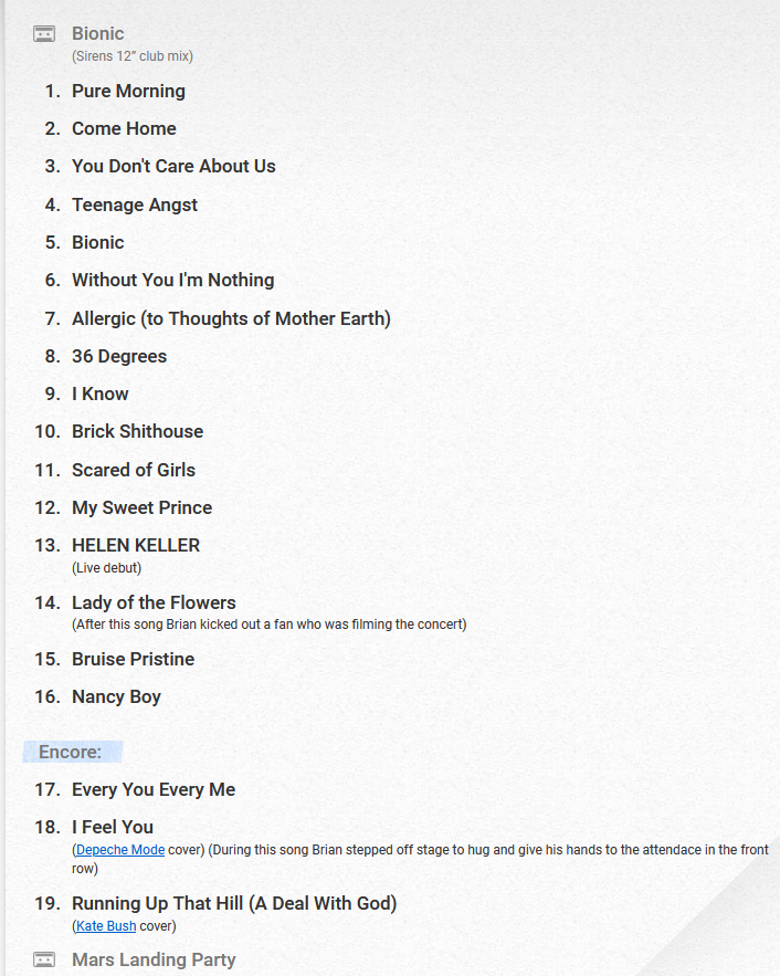 mundo_de_andy's tweet photo. Placebo fez ontem o primeiro show da turnê de comemoração de 30 anos dos dois primeiros álbuns

Setlist foi esse https://t.co/EsssPXWm3H