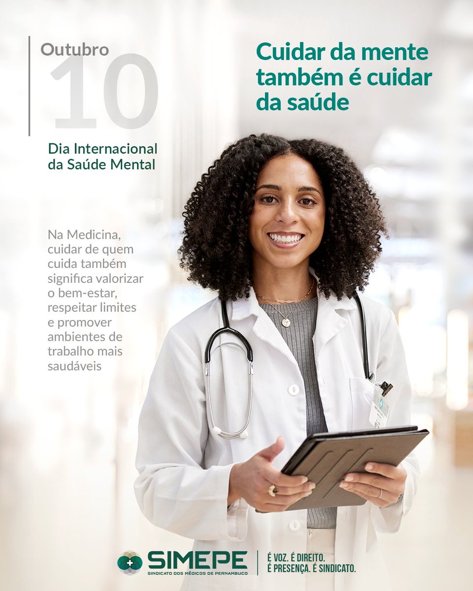 imprensasimepe's tweet photo. Cuidar da saúde mental também é cuidar da saúde de quem dedica sua vida a cuidar de outras pessoas. Na Medicina, uma rotina marcada por responsabilidades, pressão e desafios reforça a importância de reconhecer limites, buscar apoio e valorizar o próprio bem-estar. https://t.co/NtuPcGgym6