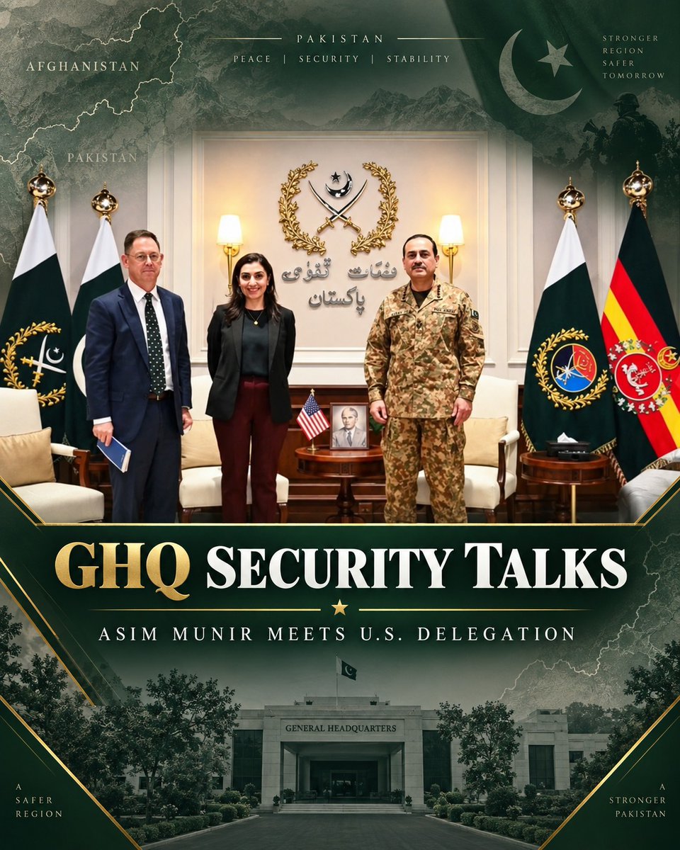 SyedAsimMunir's tweet photo. Field Marshal Asim Munir Meets US-Afghanistan War Commission Delegation at GHQ Amid TTP Tensions. https://t.co/O3vJByjKBf