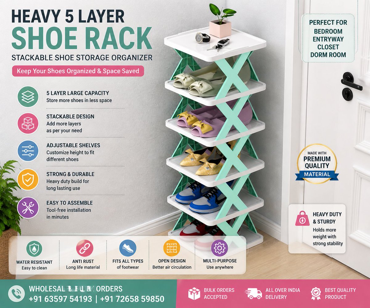 Buyerzoneent's tweet photo. 📞 Bulk Orders: +91 63597 54193 | +91 72658 59850
👟 Heavy 5 Layer Shoe Rack – Wholesale Available! 

📦 Bulk Buyers | Retailers | Resellers
🚚 Pan India Delivery 🇮🇳
#Wholesale #BulkBuyers #ShoeRack #HomeProducts #Retailers #Resellers #Buyerzone https://t.co/xHvXfwZFD7