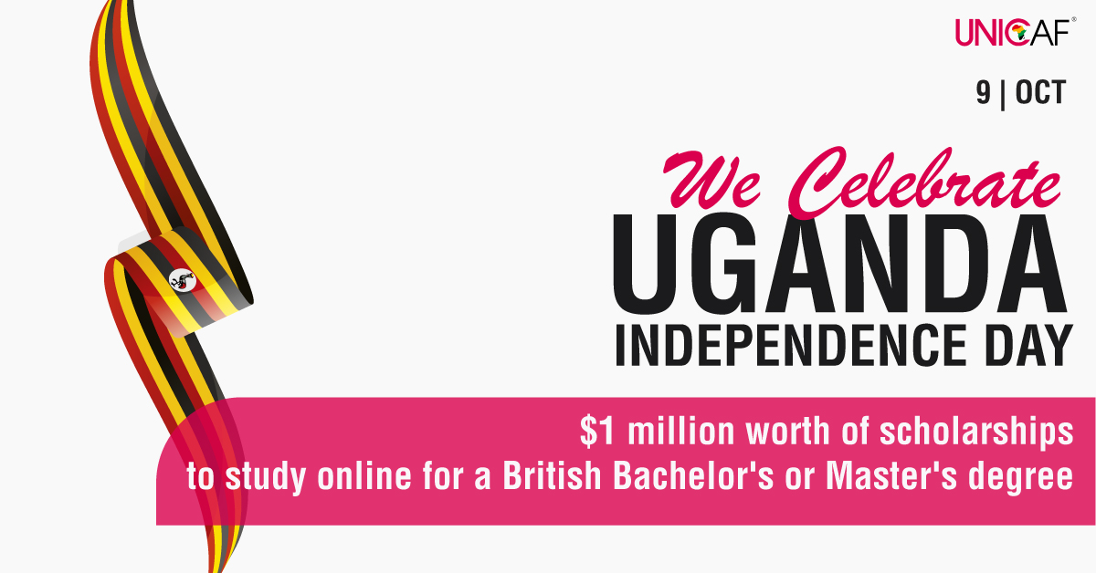 UNICAForg's tweet photo. We celebrate Uganda Independence Day with $1M worth of scholarships for an online British Bachelor's and Master’s.