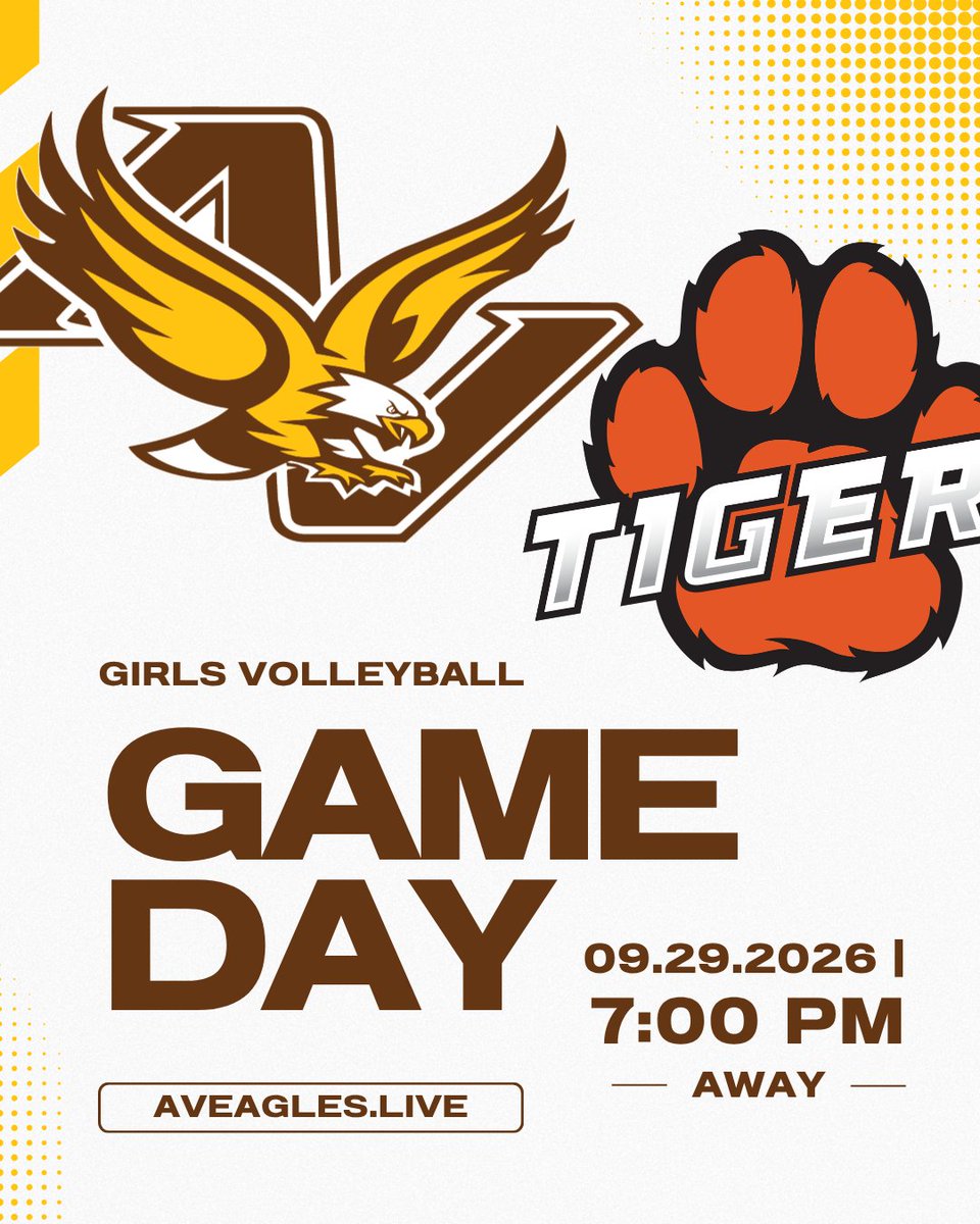 AVEaglesLive's tweet photo. The @AVHSAthletics are ready to bring some altitude to the court and face the @FarmTigerVb! 🦅🐯🏐 Get ready for a high-flying volleyball matchup and tune in live: https://t.co/cNMNv9o18E

#AppleValleyEagles #FarmingtonTigers #GirlsVolleyball #HighSchoolVolleyball https://t.co/rzPAF4Vq9s