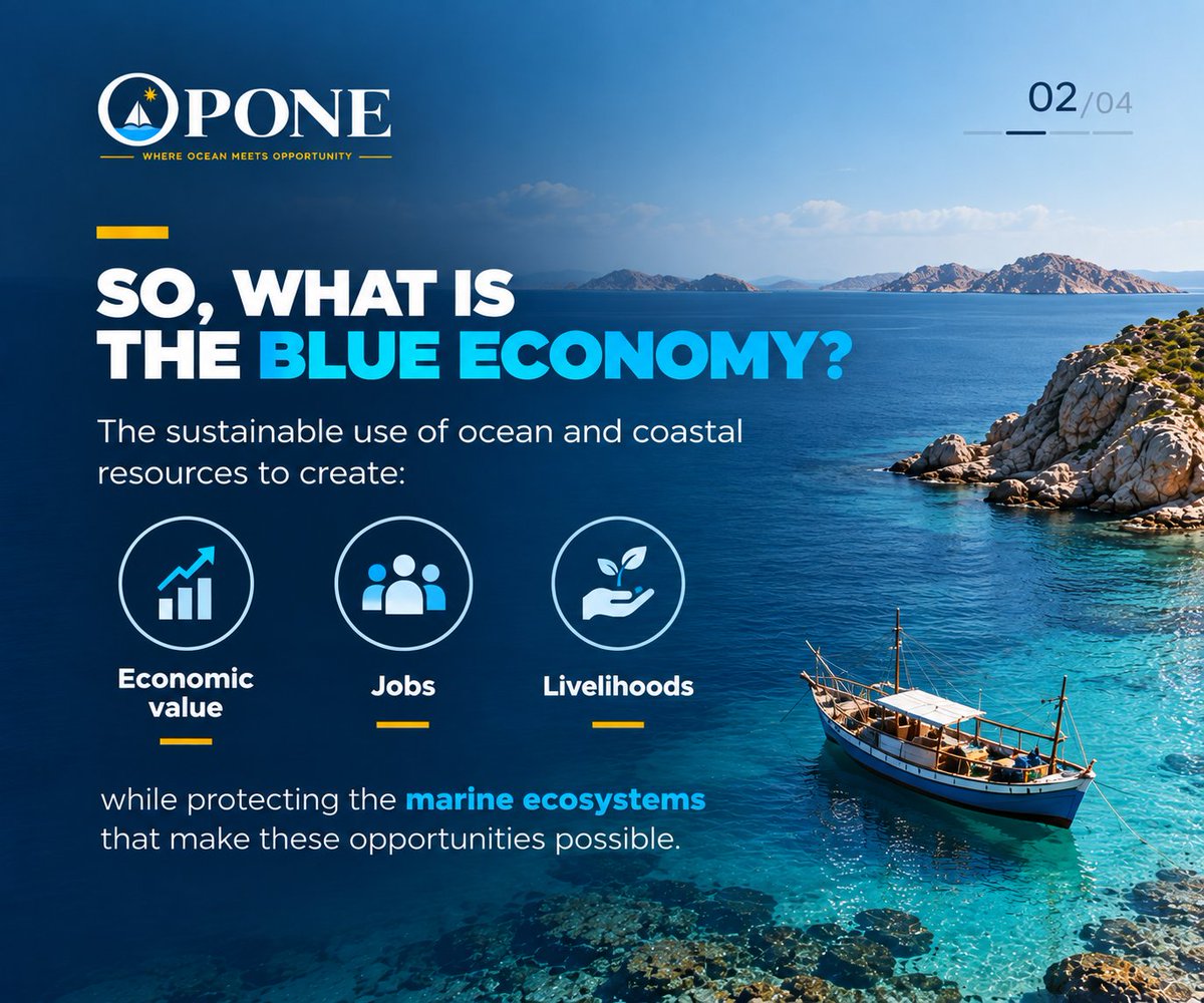 opone_so's tweet photo. 🌊 What is the Blue Economy?

It’s more than fishing. It connects fisheries, transport, tourism, energy, technology and conservation.

The bigger question is:

How can we create more value while keeping the ocean healthy?

People. Prosperity. Planet.

#BlueEconomy #OPONE #somalia https://t.co/vGskJ6mikY