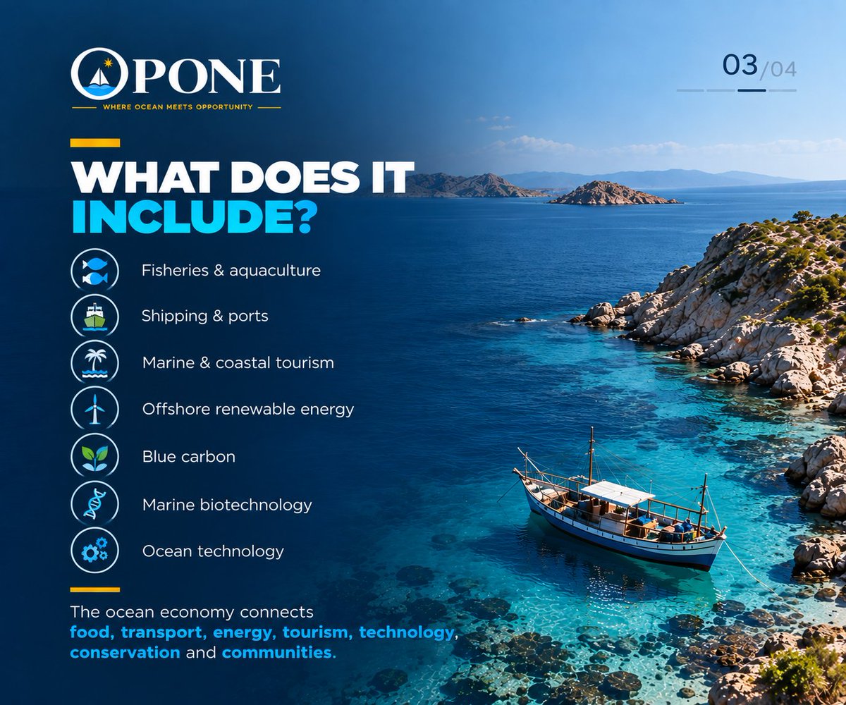 opone_so's tweet photo. 🌊 What is the Blue Economy?

It’s more than fishing. It connects fisheries, transport, tourism, energy, technology and conservation.

The bigger question is:

How can we create more value while keeping the ocean healthy?

People. Prosperity. Planet.

#BlueEconomy #OPONE #somalia https://t.co/vGskJ6mikY