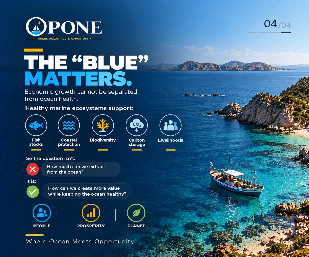 opone_so's tweet photo. 🌊 What is the Blue Economy?

It’s more than fishing. It connects fisheries, transport, tourism, energy, technology and conservation.

The bigger question is:

How can we create more value while keeping the ocean healthy?

People. Prosperity. Planet.

#BlueEconomy #OPONE #somalia https://t.co/vGskJ6mikY
