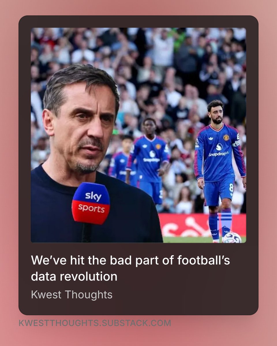 pkwestel's tweet photo. Football's data revolution has fully arrived. Everyone is using the numbers now, but not everyone is using the numbers well.

It's not just fans and the media, but clubs too. We've entered the bad part of this whole thing

Link below 👇👇 https://t.co/wfEfaqF6l8