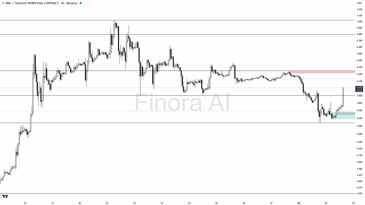 🔥 $BNC 51.1x volume spike and +2.8% burst read as aggressive buying into the reclaim

- my bias is bullish here — 1h structure is bullish and aligned with dail