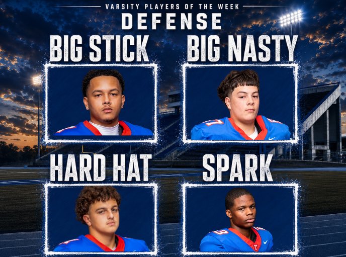 TempleFB254's tweet photo. Defensive Players of the Week 

Week 5 

Big Stick: Bishop Caldwell 💥
Big Nasty: Elijah Parada 💪
Hard Hat: Kyler Skrabanek 👷‍♂️
Spark: Isaiah Green ⚡️ 

#WTD #Commit2026 https://t.co/0qyaT5JV1Z