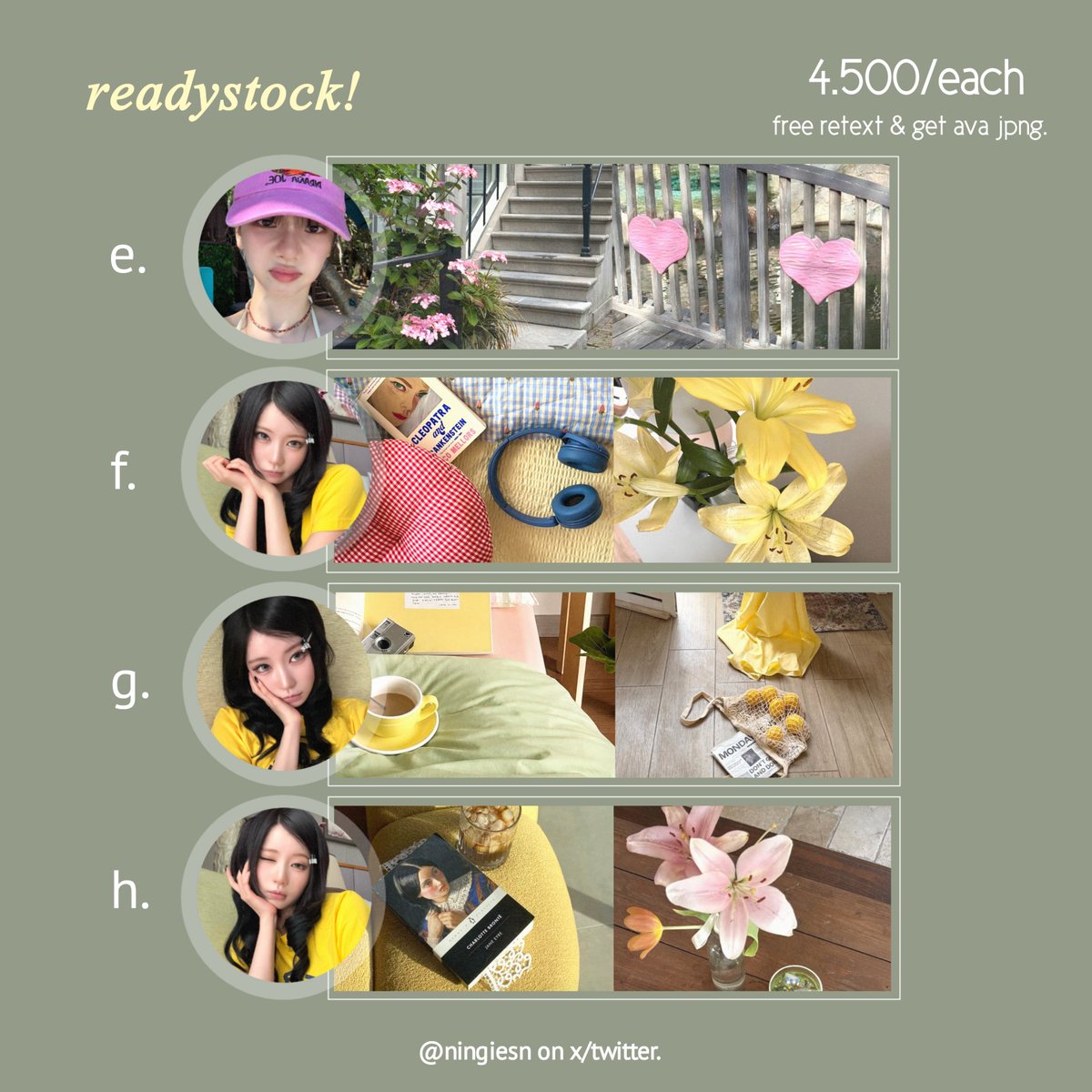 ningiesn's tweet photo. haii help repost yaa, terima kasih ♡

aku punya layout readystock asa, karina &amp; ningning. pricenya 4.500/each yaa, bisa di take sekarang melalui dm. yukk jajank 😆💌
#bealanja https://t.co/WrxIWVaaBr