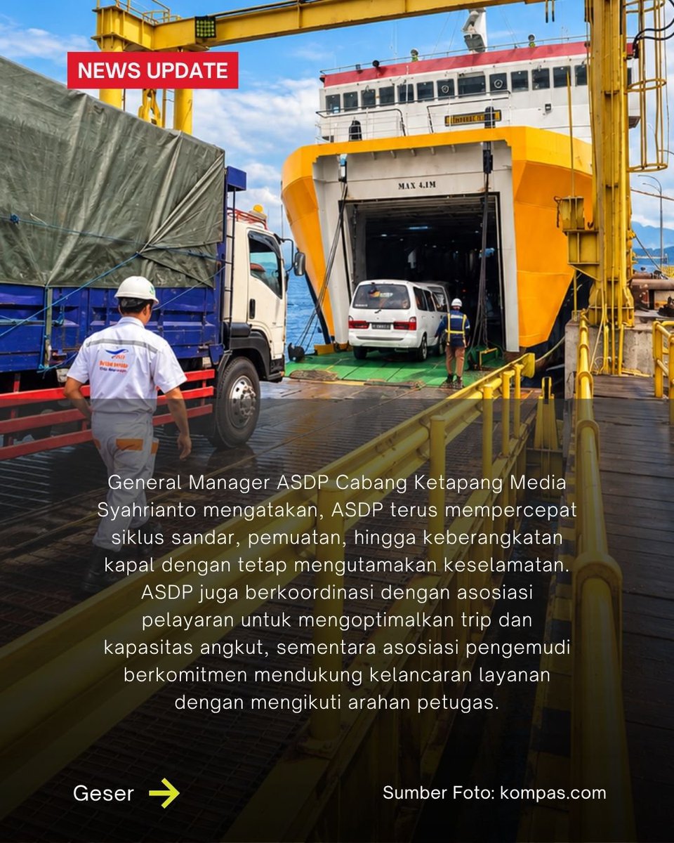 tariaulya28's tweet photo. Penyeberangan Ketapang–Gilimanuk sempat tersendat akibat aksi blokade pengemudi truk dan kepadatan kendaraan angkutan barang. ASDP bersama pihak terkait terus melakukan pengaturan distribusi kendaraan sesuai kapasitas kapal dengan tetap mempertimbangkan kondisi perairan dan https://t.co/X9BO5Mg0BD