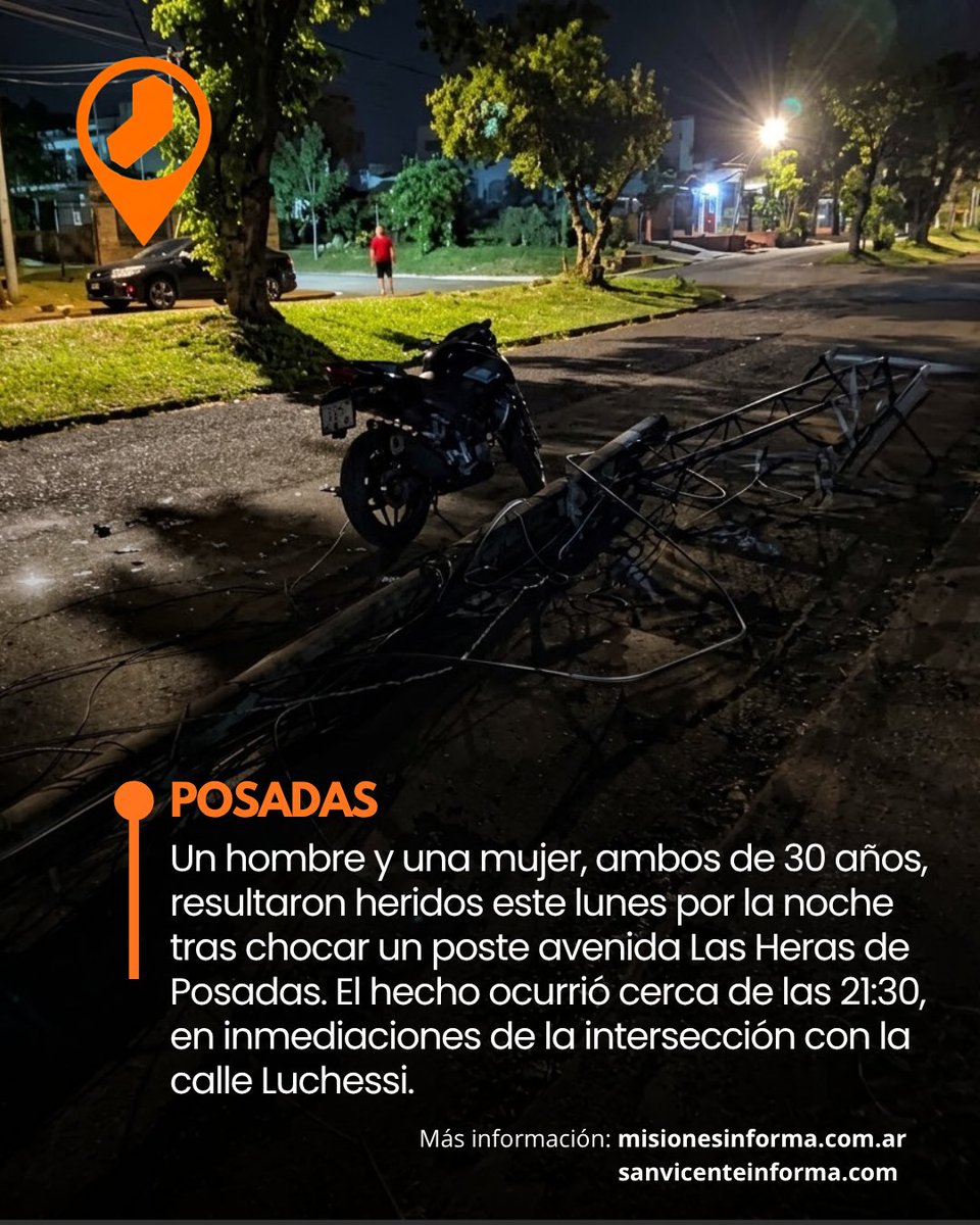MnesInfo's tweet photo. Choque contra un Poste dejó Dos Personas heridas en Posadas
https://t.co/gDRhlS7e6w https://t.co/zuFc3Vwh3n