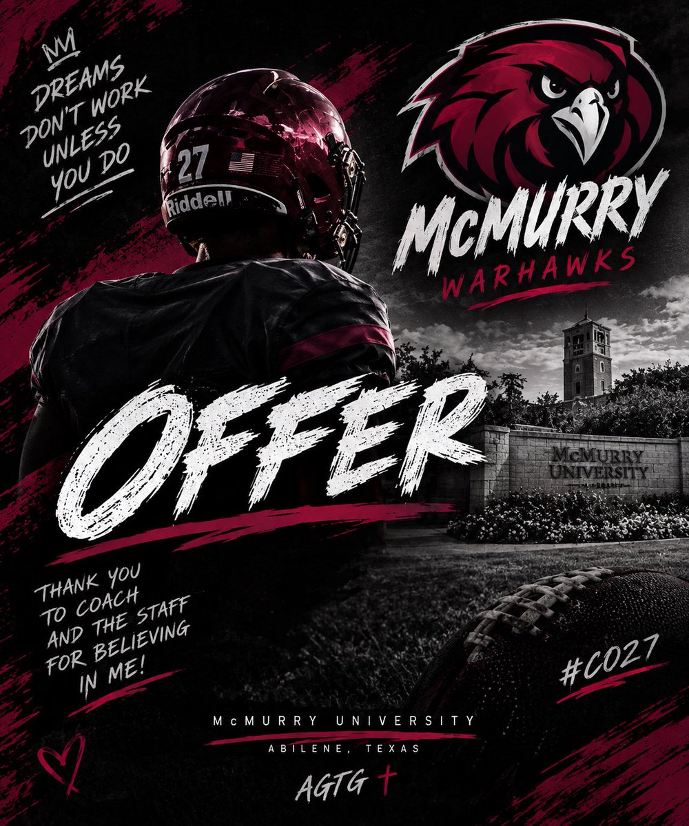 teranceking20's tweet photo. The hard work continues to pay off. Blessed to receive my 8th offer from McMurry University! Thank you to @kjkelley_1 and the staff for the opportunity. AGTG! 🙏🏾 #CO27 #GoWarHawks 
@McMURRYFOOTBALL 
@Coach_Sims 
@coachrob0718 
@CoachWhiteDB1 
@Monterey_Sports 
@CORESportsRec 
@806hsscmedia 
@JGonzalesJr10