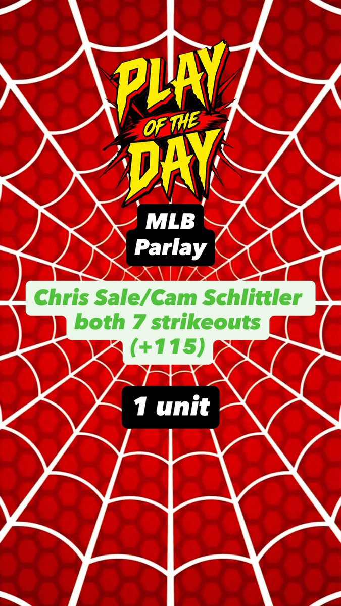 SuperDuperSprts's tweet photo. ⚾️ MLB PLAY OF THE DAY

🔥 WILD CARD PLAYOFFS 🔥

🎯 STRIKEOUT PARLAY
Chris Sale 7+ Ks
Cam Schlittler 7+ Ks

💰 +115

Sale: 7.41 K/game
Schlittler: 7.24 K/game

Two postseason starters. 14+ combined Ks is the target.

#MLB #MLBPlayoffs #MLBPicks #Baseball #SportsAnalysis https://t.co/ObucgJttW1