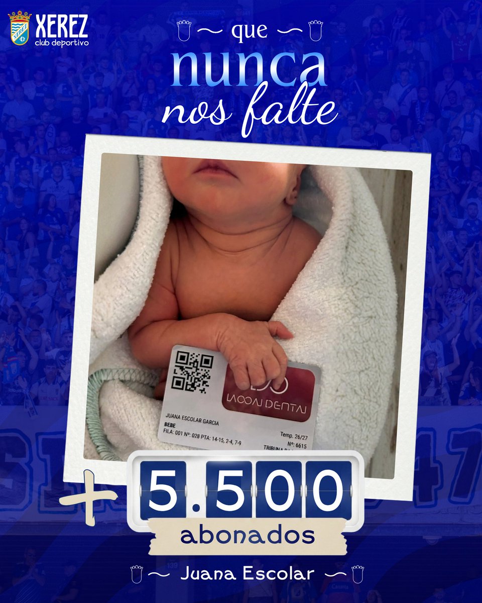 XerezCD_OFICIAL's tweet photo. 🔢 𝗖𝗼𝗻𝘁𝗮𝗱𝗼𝗿 𝗱𝗲 𝗮𝗯𝗼𝗻𝗮𝗱𝗼𝘀

💙 Juana Escolar presume, por el momento, de ser la abonada más joven de la familia xerecista. ¡Bienvenida!

#QueNuncaNosFalte https://t.co/aOqETrgmOh