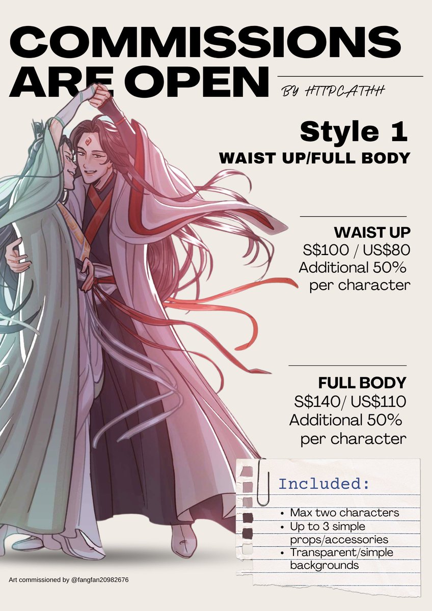httpcathh's tweet photo. [RTs appreciated 🫶✨] Hello! I'm opening commissions for this month!

I'll be accepting commissions for 5 slots 💨

Check details below and DM if interested! Thank you!

T&amp;C below ⬇️ https://t.co/W4WbgngPoD