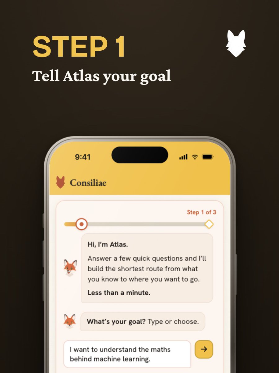 consiliae's tweet photo. Consiliae maps the maths you already know, finds the exact prerequisites you're missing, and builds a route through only what you actually need to reach your goal. 

🦊 https://t.co/N1dP2KvvsQ https://t.co/dn9zYVCYbE
