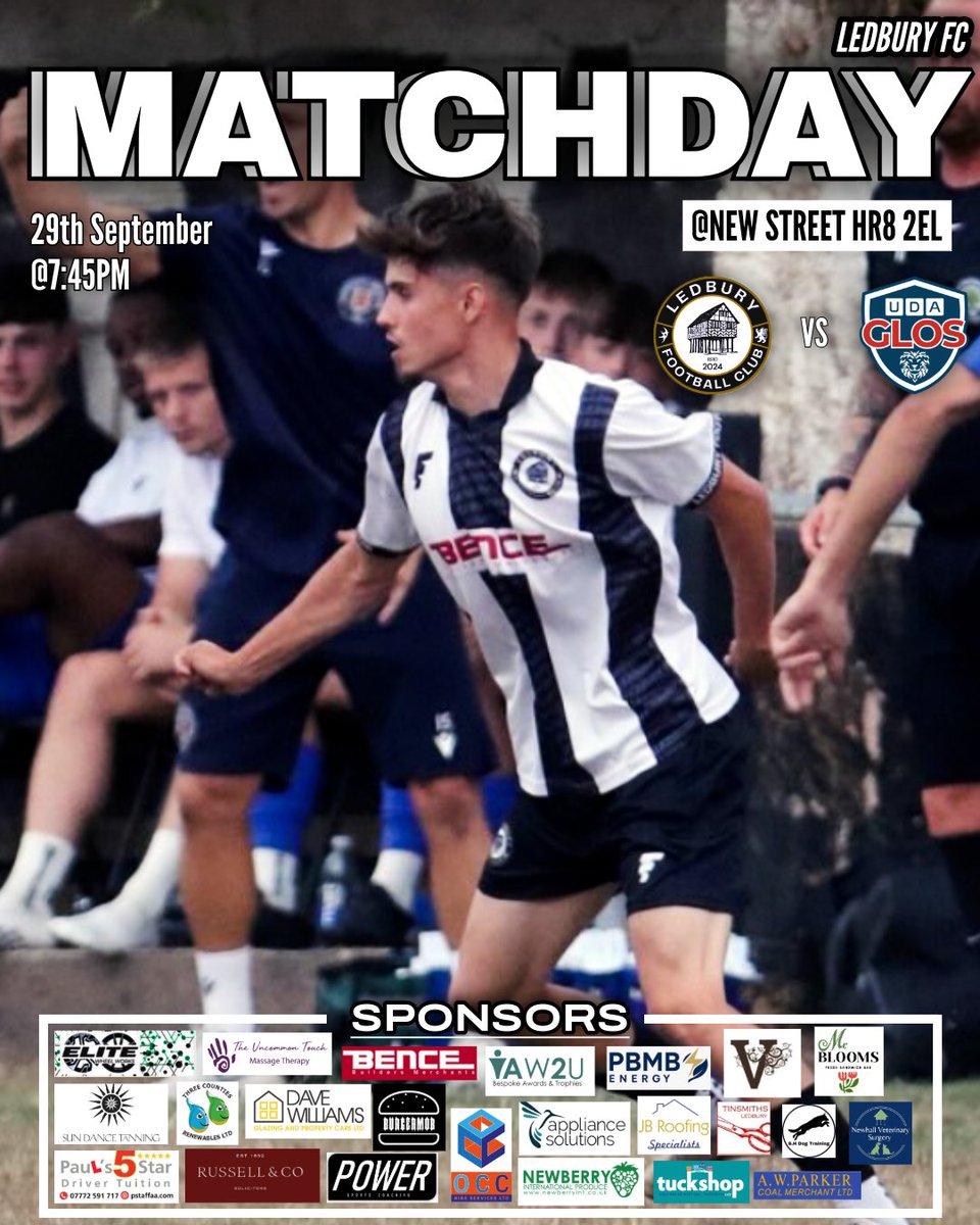 M_DavisJourno's tweet photo. ⬜️ MATCHDAY ⬛️
Ledbury FC v UDA Glos
⏰ 7:45pm
📍 New Street, HR8 2EL
Time to bounce back at home against last season's runners-up 💪
Get down and back the lads ⬛️⬜️
#OneTown #HFL #LFC20
📸 | Hereford Sports / Nibbo https://t.co/TB2LMuX5AB