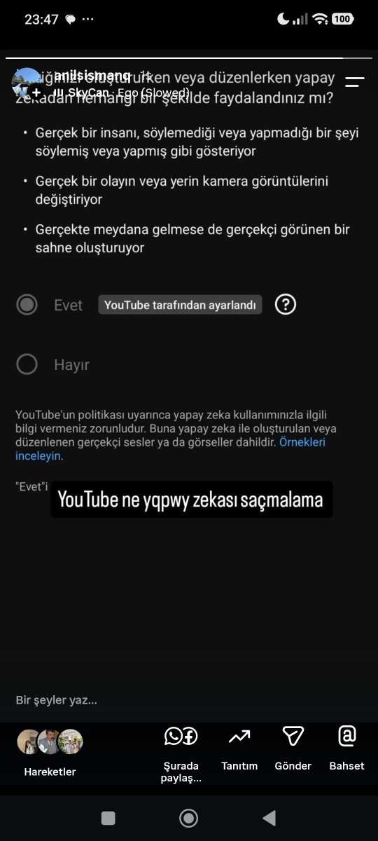 Anilsisman0's tweet photo. @TeamYouTube "Thanks for the reply, but the option is locked and greyed out (it says 'Set by YouTube') so I cannot change it myself. Since I only used YouTube's official AI thumbnail tool and no realistic synthetic media, could you please help me remove this label? Here is my https://t.co/uDFlDYqx7C