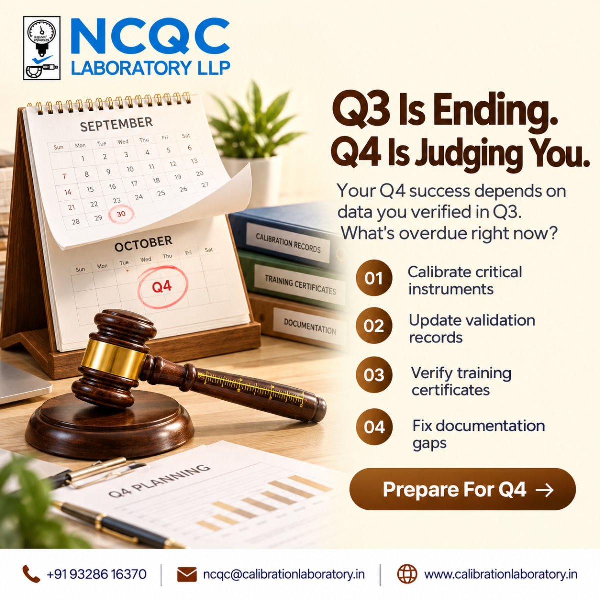 NcqcLab's tweet photo. 📅 Q3 is ending. Q4 is judging you.

Get audit-ready before the rush:
🔧 Calibrate instruments
📋 Update validation records
🎓 Verify training certificates
📁 Fix documentation gaps
🎯 Prepare for Q4.

#Q4Preparation #Calibration #QualityManagement #AuditReadiness https://t.co/yIQkc9liix