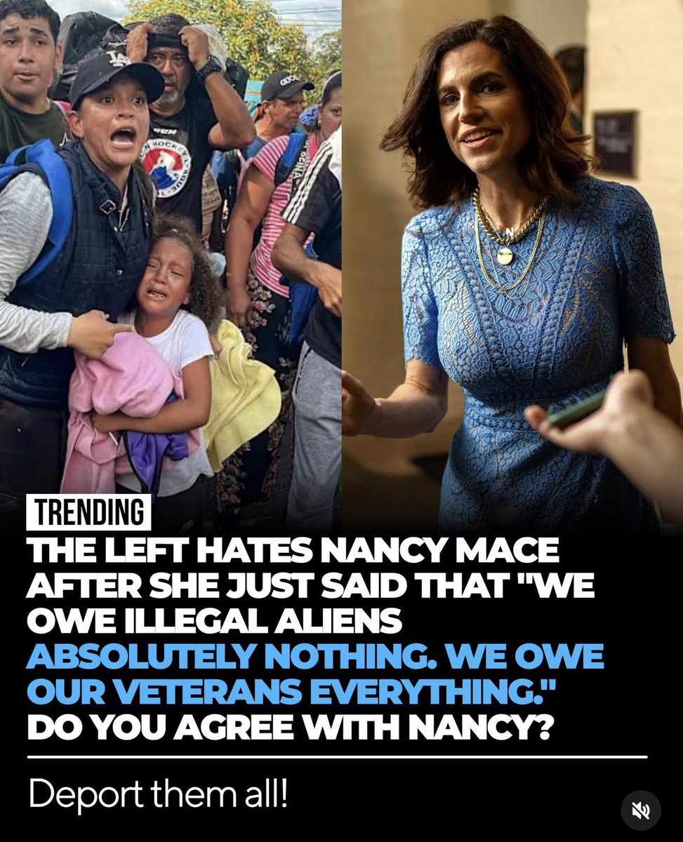 Luna_Jones79's tweet photo. NANCY MACE SPARKED CONTROVERSY WITH A STATEMENT SAYING THE U.S. OWES “ILLEGAL ALIENS” NOTHING WHILE OWING ITS VETERANS EVERYTHING.

HER REMARKS HAVE DRAWN SHARP REACTIONS AND REIGNITED DEBATE OVER IMMIGRATION AND VETERANS’ PRIORITIES. https://t.co/BVByzZsspS