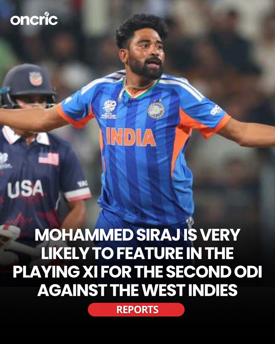 oncric_'s tweet photo. Mohammed Siraj Set to Return for 2nd ODI vs West Indies, Reports Say 🇮🇳🔥 https://t.co/aXpYgvvwH9
