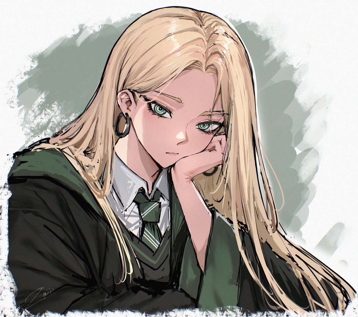 pixbooru's tweet photo. 💙 wizarding world / draco malfoy
#head #rest #green #necktie #necktie #slytherin #1girl https://t.co/QHbmv5LF88