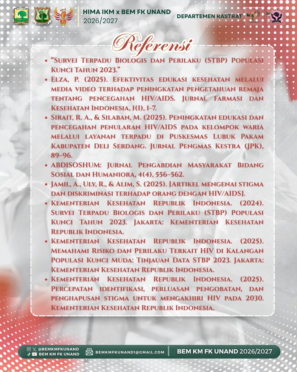 bemkmfkunand's tweet photo. #KenaliHIV
#Beranipeduli
#GenerasiMuda
#StopStigma
#KesehatanIndonesia
DEPARTEMEN KAJIAN DAN AKSI STRATEGIS
BEM KM FK UNAND
2026/2027 https://t.co/IVahLnvkAp