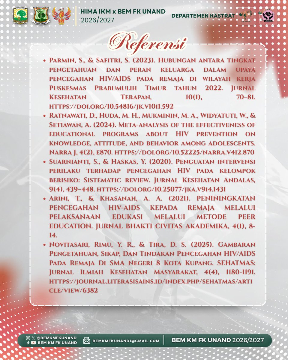 bemkmfkunand's tweet photo. #KenaliHIV
#Beranipeduli
#GenerasiMuda
#StopStigma
#KesehatanIndonesia
DEPARTEMEN KAJIAN DAN AKSI STRATEGIS
BEM KM FK UNAND
2026/2027 https://t.co/IVahLnvkAp