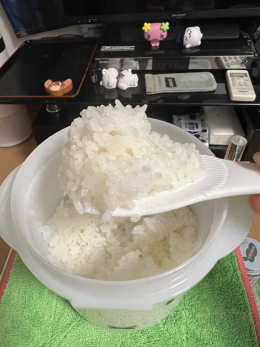 Tomocyan13's tweet photo. 電子レンジで一合ご飯
美味しく炊けたよん🍽

 #電子レンジでご飯 https://t.co/jJ8ZHHqYoG