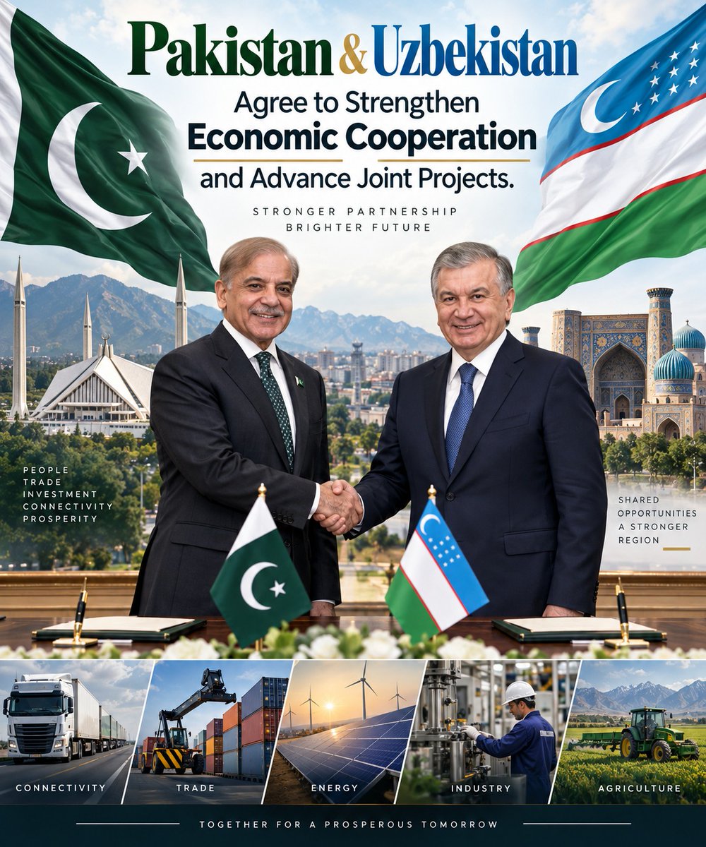 ZimalAfridi_'s tweet photo. Pakistan and Uzbekistan Agree to Strengthen Economic Cooperation and Advance Joint Projects. https://t.co/MXwl86xRRu