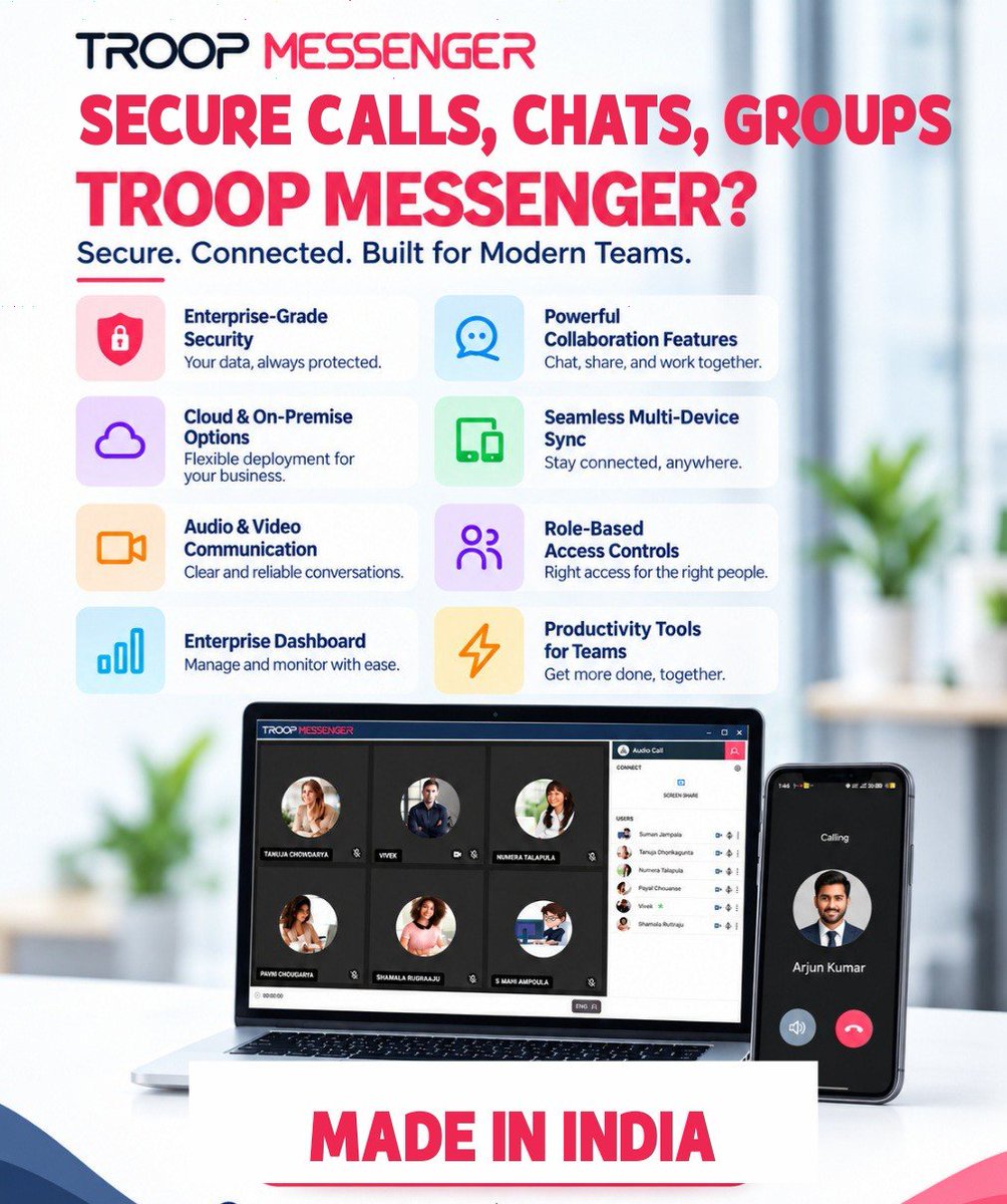 Bindicom's tweet photo. 🇮🇳 Welcoming Troop Messenger is a India's security grade chat application with amazing E2EE and feature implementation facilitating safe and secured business data sharing, chats, calls, groups. @TroopMessenger #atmanirbhar #Madeinindia #india #startup #Troop #messenger #pmoindia https://t.co/zcqSLQvTib