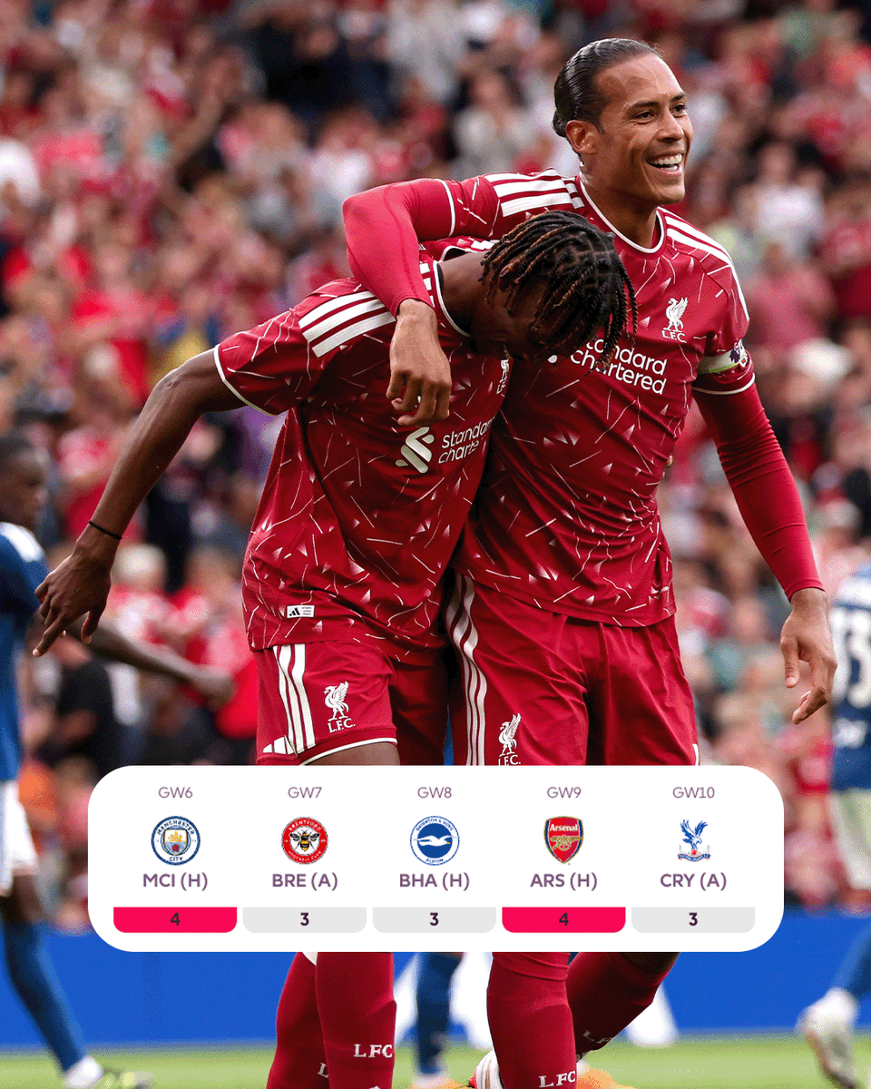 OfficialFPL's tweet photo. Three clean sheets in a row for Jeremy Jacquet and Virgil van Dijk 🔴🔴🔴

How many clean sheets will @LFC keep in their next five matches? 👀 https://t.co/RyyClOMhF6