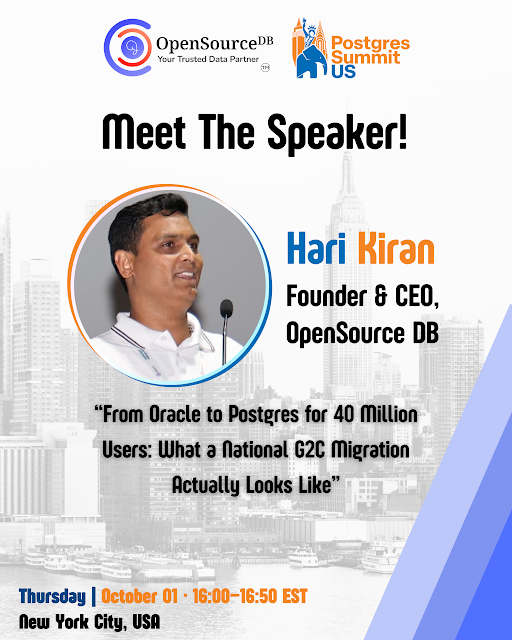 PostgresWomenIn's tweet photo. Connecting India with the Global Postgres Community!  

As a Community Partner for #PostgresSummitUS 2026, #PWI is excited to see our Chair, @HariSysdba speaking at the Summit!  

If you’re attending the Summit, don’t miss the sessions.

#Postgres #AI #DBA #meeseva #summit https://t.co/PjLKLjGnEX