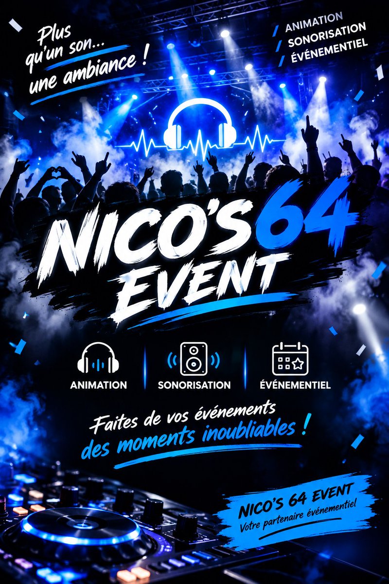 nicos64event's tweet photo. Réservez votre soirée Dj ➡️ https://t.co/WvikvVTw4u

#pourtoi #musique #Sonorisation #événementiel #dj https://t.co/EmyuCJQjj3