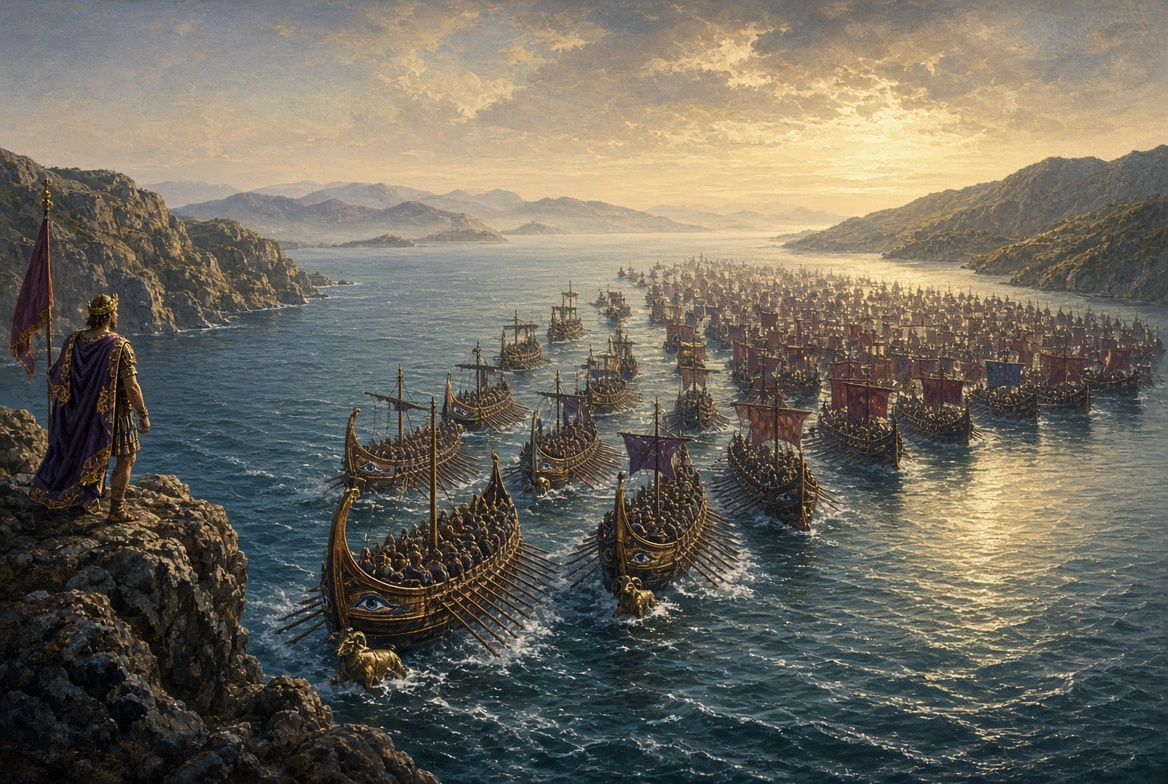AncientHistDay's tweet photo. On September 29 in 480 BC, in the narrow straits of Salamis, the Greek allied fleet under Themistocles smashed the far larger Persian armada of Xerxes. Outnumbered triremes used the confined waters to ram and board, breaking Persian sea power after Thermopylae and the fall of Athens. Xerxes watched from the heights as his ships burned and fled. This victory forced the Great King to withdraw most of his forces and preserved the independence of the Greek city-states.

What if the Persians had won that day—how different would the classical world look?

#OnThisDay #AncientHistory #BattleOfSalamis #GrecoPersianWars #AncientGreece